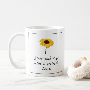 Sonnenblume Grateful Herztypografie Kaffeetasse