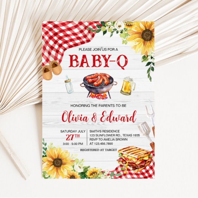 Sonnenblume GRILLEN Baby Dusche Einladung (Backyard Picnic Baby Shower Invitation)