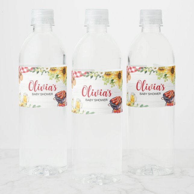 Sonnenblume GRILLEN Baby Dusche Wasserflaschenetikett (Flaschen)