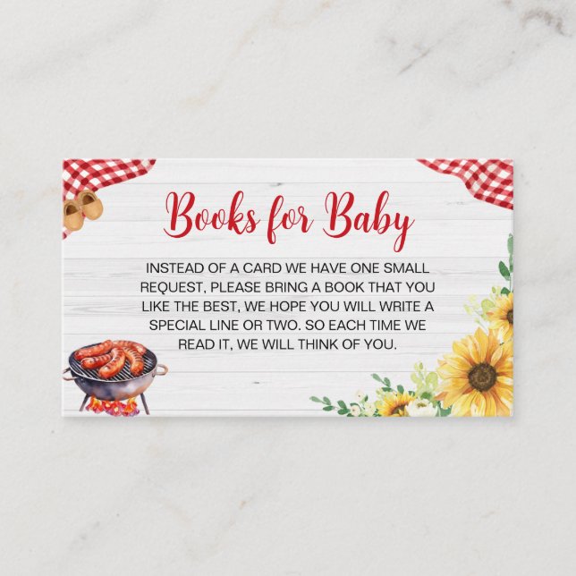 Sonnenblume GRILLEN Baby Shower Books for Baby Begleitkarte (Vorderseite)