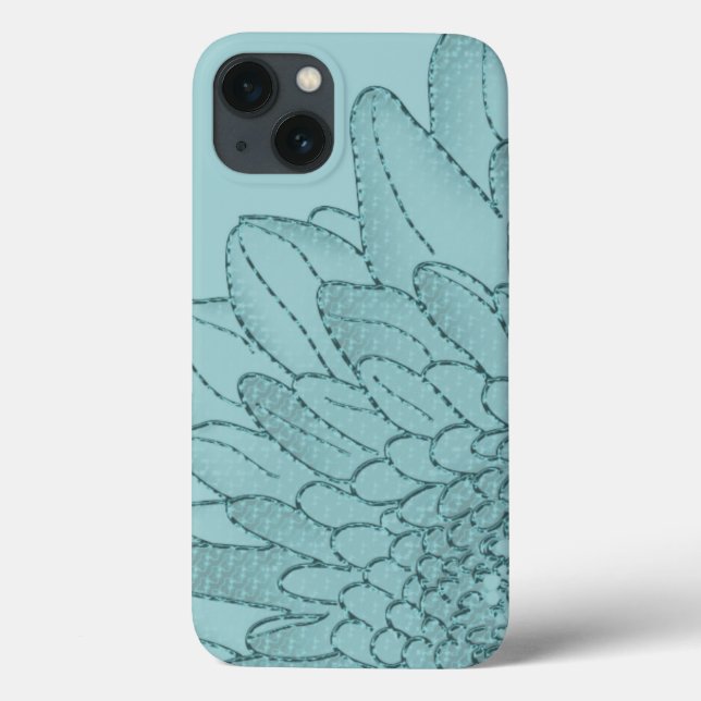 Sonnenblume Große Aquamarine grafische Blume Case-Mate iPhone Hülle (Rückseite)