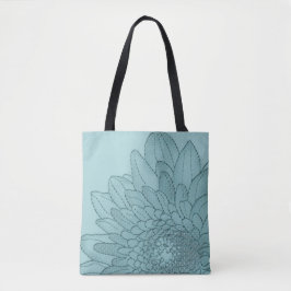 Sonnenblume - große aquamarine Taschen-Tasche der