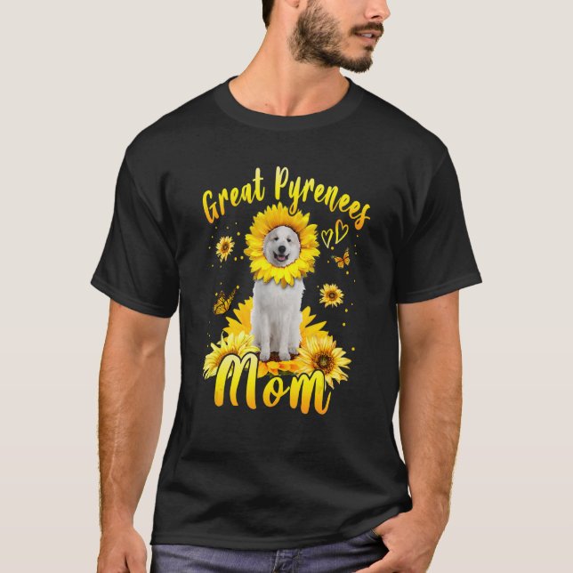 Sonnenblume Große Pyrenäen Mama Muttertag T-Shirt (Vorderseite)