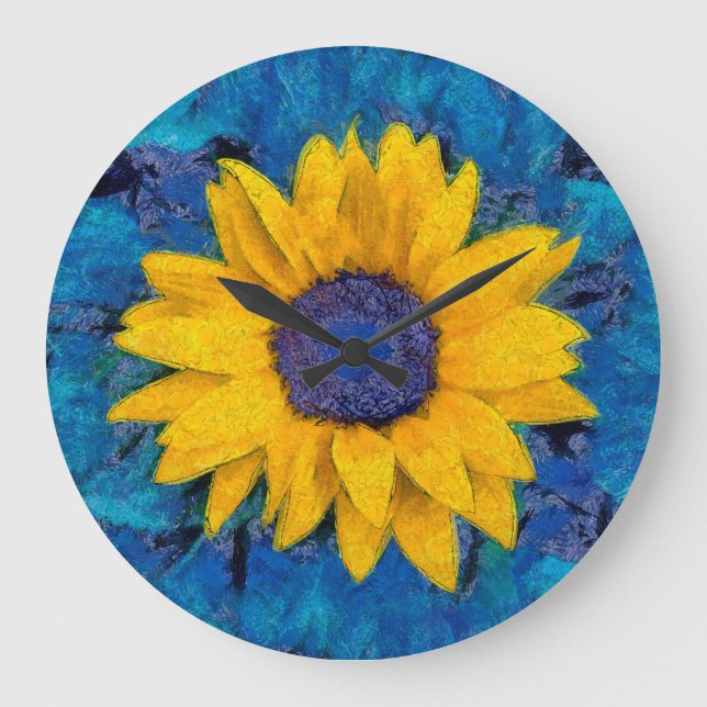 Sonnenblume Große Wanduhr (Vorderseite)