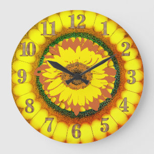 Sonnenblume Große Wanduhr