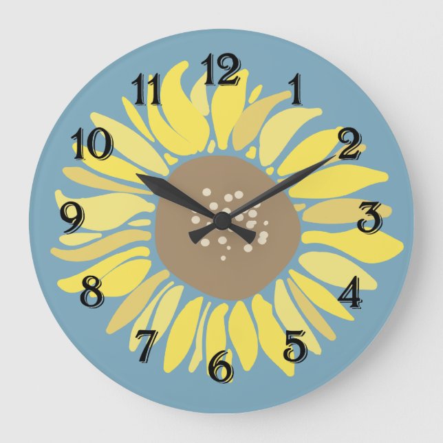 Sonnenblume Große Wanduhr (Vorderseite)