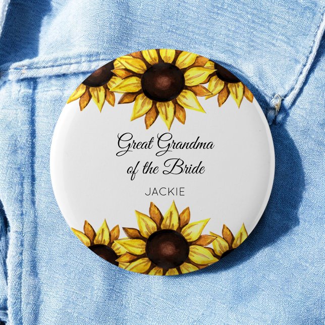 Sonnenblume Großes Oma der Braut Button (Von Creator hochgeladen)