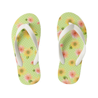 Sonnenblume Grün. Kid's Flip Flops