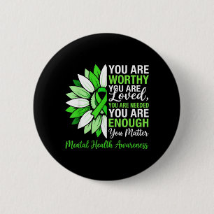 Sonnenblume Grüne psychische Gesundheitsaufklärung Button