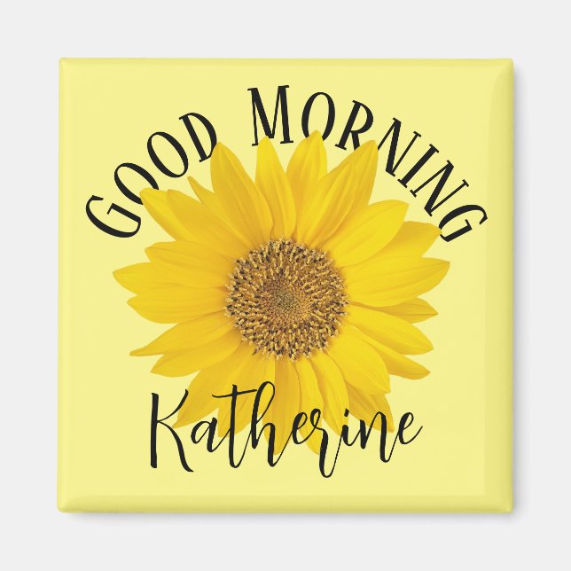Sonnenblume Guten Morgen Individuelle Name Magnet (Vorne)