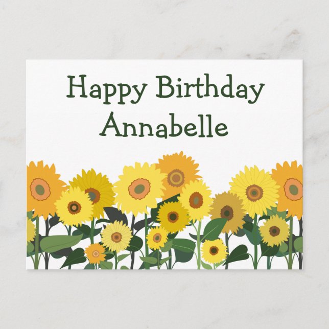 Sonnenblume Happy Birthday Beautiful Personalisier Postkarte (Vorderseite)