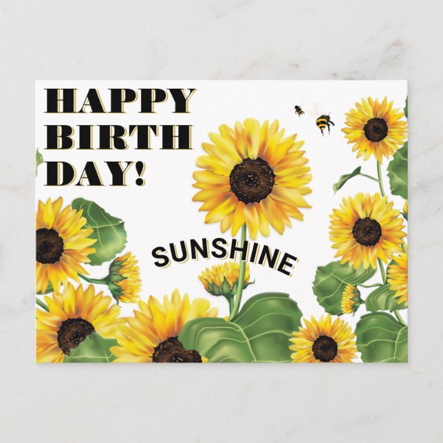 Sonnenblume Happy Birthday Postkarte (Vorderseite)