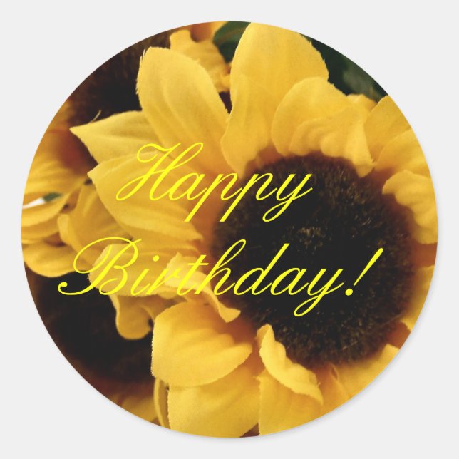 Sonnenblume Happy Birthday Sticker (Vorderseite)