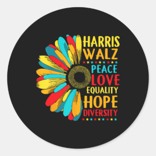 Sonnenblume Harris-wheimer 2024 Peace Lgbt Harris- Runder Aufkleber