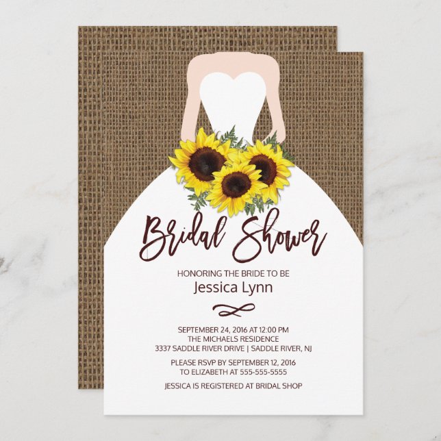 Sonnenblume Herbstbrücke Brautdusche Einladung (Vorne/Hinten)