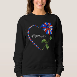 Sonnenblume Herz American Nana Life USA Flagge 4. Sweatshirt
