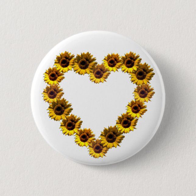 Sonnenblume-Herz Button (Vorderseite)