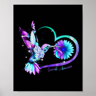 Sonnenblume Herz Lila Ribbon Suizid Bewusstsein Poster