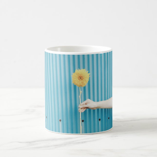 Sonnenblume Himawari hellblaue gelbe Blume Tasse (Mittel)