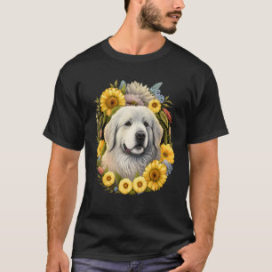 Sonnenblume Hippie Floral Große Pyrenäen Hund T-Shirt