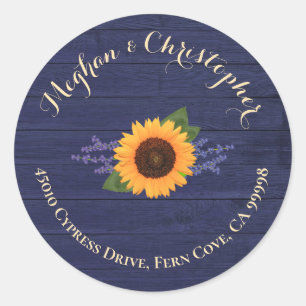Sonnenblume Hochzeit Rücksendeadresse Umschlag Auf Runder Aufkleber