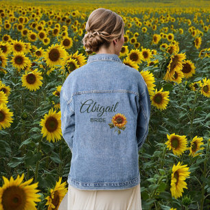Sonnenblume Hochzeitwald Grüne Braut Jeansjacke