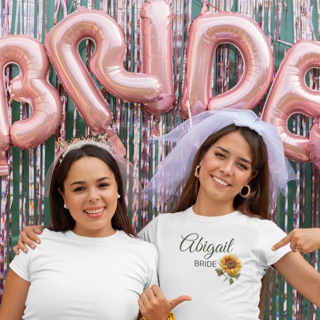 Sonnenblume Hochzeitwald Grüne Braut T-Shirt (Von Creator hochgeladen)