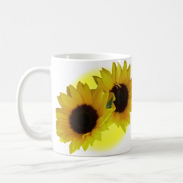 Sonnenblume höhlt Tassen-sonnige gelbe Kaffeetasse (Links)