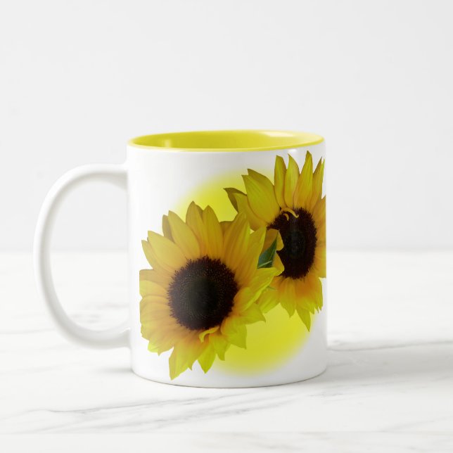 Sonnenblume höhlt Tassen-sonnige gelbe Zweifarbige Tasse (Links)
