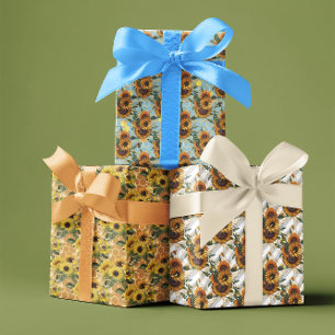 Sonnenblume Honeycomb Biene Muster Blumenmuster Geschenkpapier Set