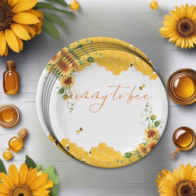 Sonnenblume Honeycomb Mommy-to-Bee Babydusche Pappteller (Von Creator hochgeladen)