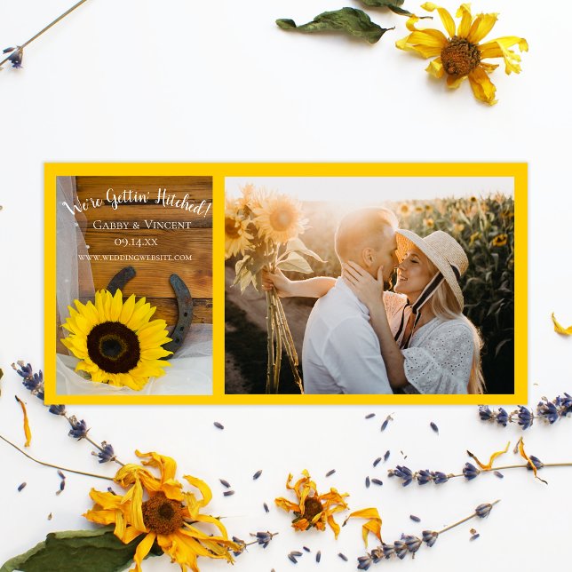 Sonnenblume Horseshoe Country Western Hochzeit Save The Date (Von Creator hochgeladen)