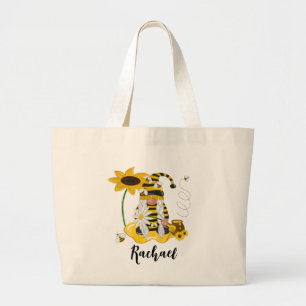 Sonnenblume Hummel Gnome Personalisiert Tote Beute Jumbo Stoffbeutel