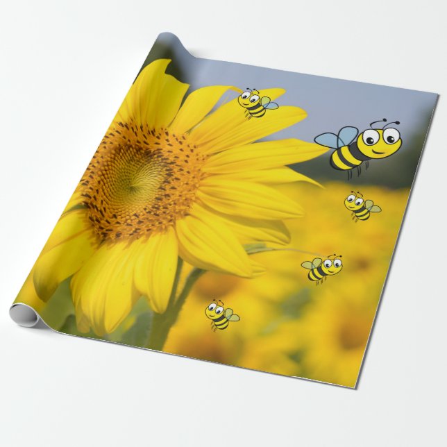 Sonnenblume Hummel Matte Wrapping Paper Geschenkpapier (Ungerollt)