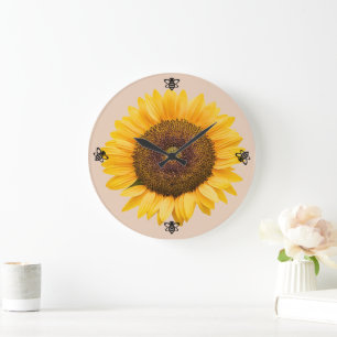Sonnenblume Hummelpilze Große Wanduhr