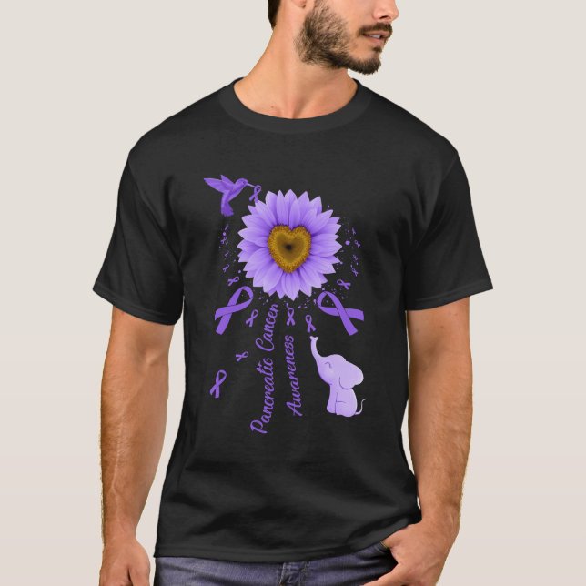 Sonnenblume Hummingbird Elefant Pankreaskrebs A T-Shirt (Vorderseite)