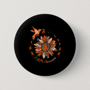 Sonnenblume Hummingbird Orange Ribbon CRPS Warrior Button