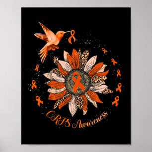 Sonnenblume Hummingbird Orange Ribbon CRPS Warrior Poster