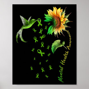 Sonnenblume Hummingbird Ribbon Mental Health Aware Poster