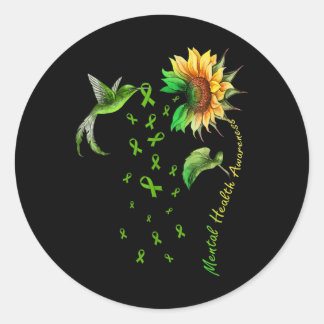 Sonnenblume Hummingbird Ribbon Mental Health Aware Runder Aufkleber
