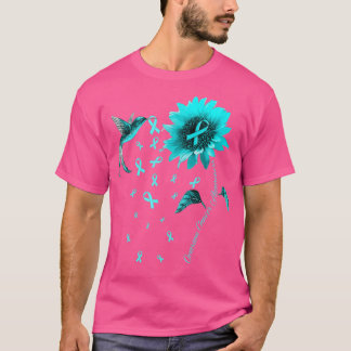 Sonnenblume Hummingvogel Aquamarines Ribbon Ovaria T-Shirt