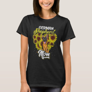 Sonnenblume Hund Mama Mütter Tag Niedlicher deutsc T-Shirt