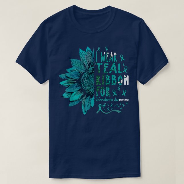 Sonnenblume I Tragen Aquamarine Schleife für Scler T-Shirt (Design vorne)