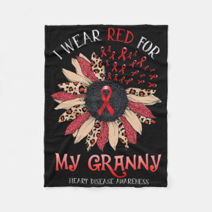 Sonnenblume Ich trage eine rote Ribbon-Granny-Herz Fleecedecke