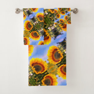 Sonnenblume im sonnenklaren Abstrakten Art Muster Badhandtuch Set