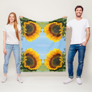 Sonnenblume im Sonnenlicht Abstrakte Blumenkunst   Fleecedecke