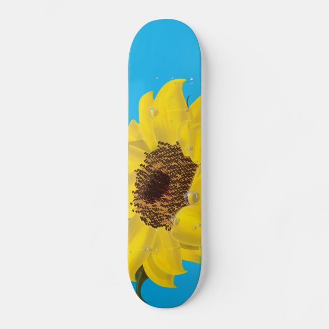 Sonnenblume im Sonnenschein Skateboard (Vorderseite)