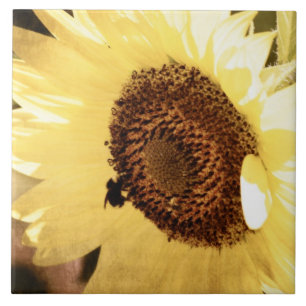 Sonnenblume im Vintage-Stil Fliese
