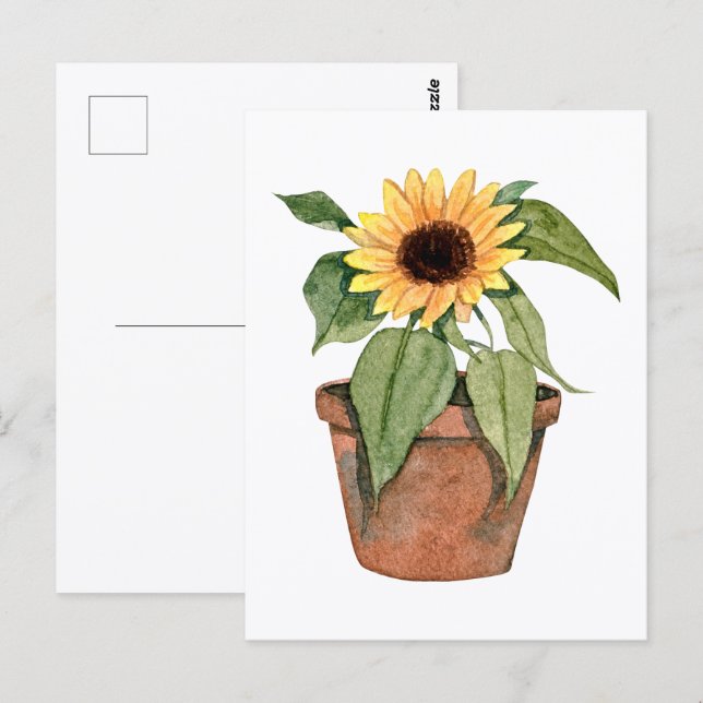 Sonnenblume in Aquarell Postkarte (Vorne/Hinten)