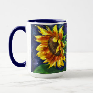 Sonnenblume in der nächtgelben blauen Blume Tasse